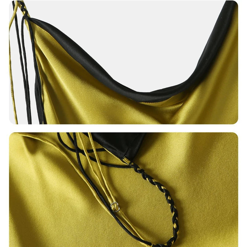 Satin Ruffle Slip Dress