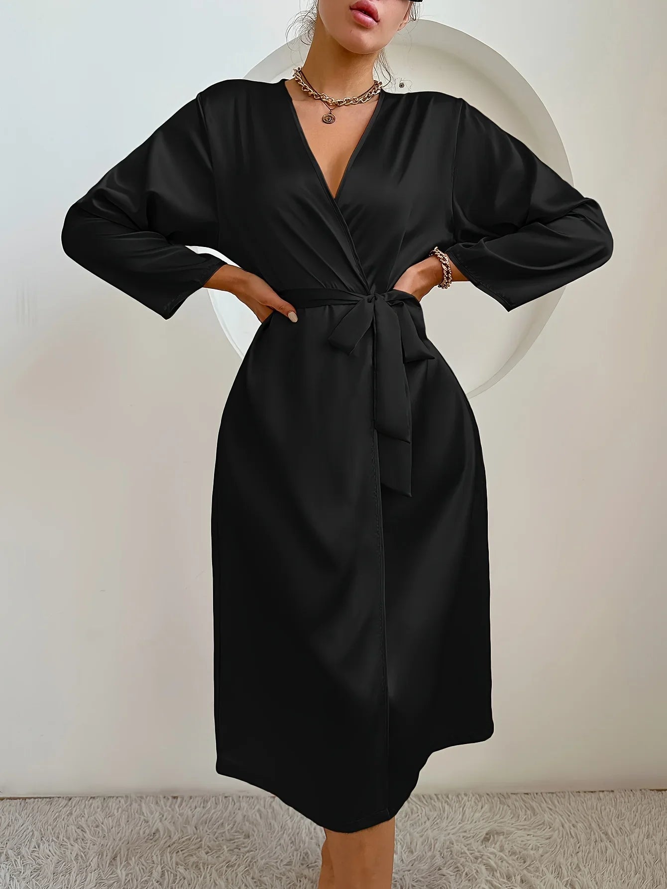 Black Silk Lace Robe
