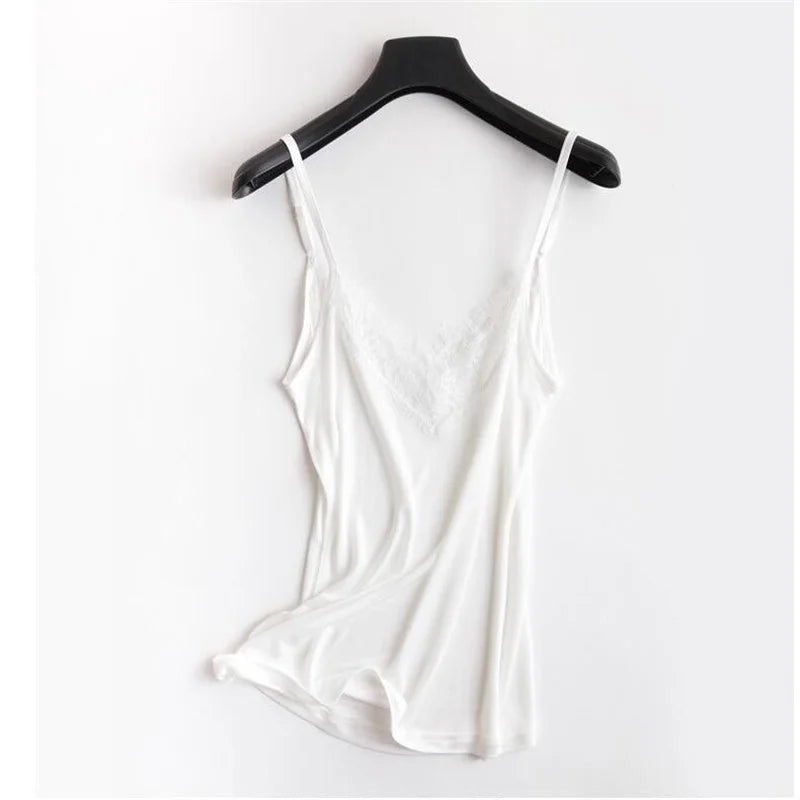 Silk Lace Trim Camisole