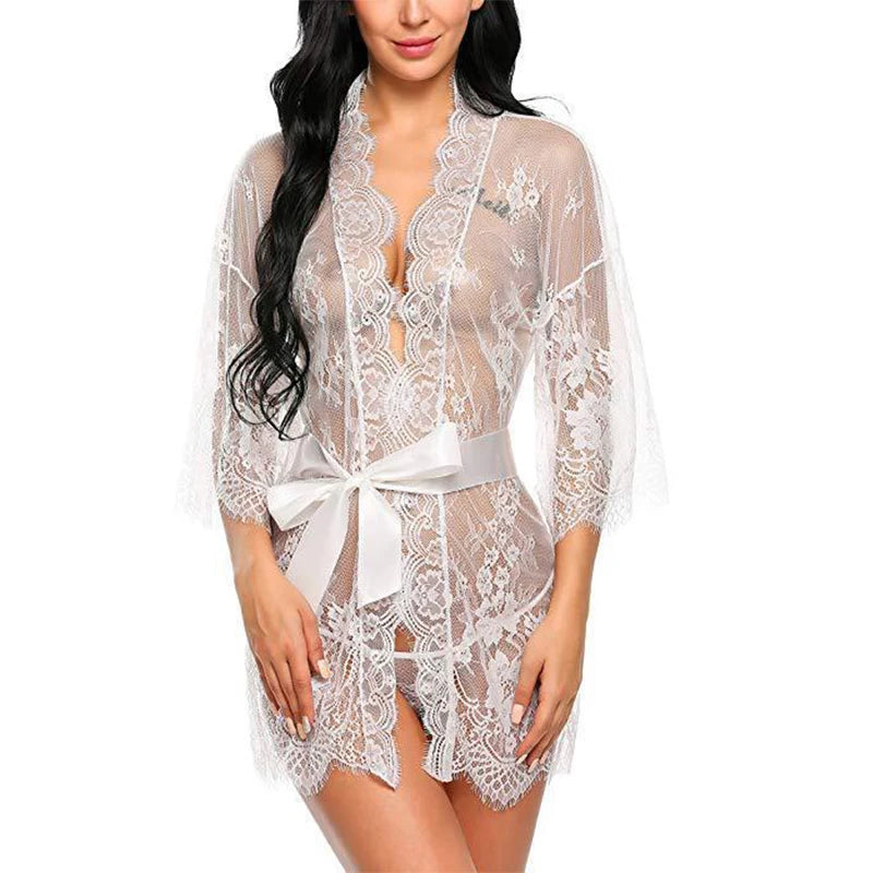 Ribbed Lace Trim Nightdress