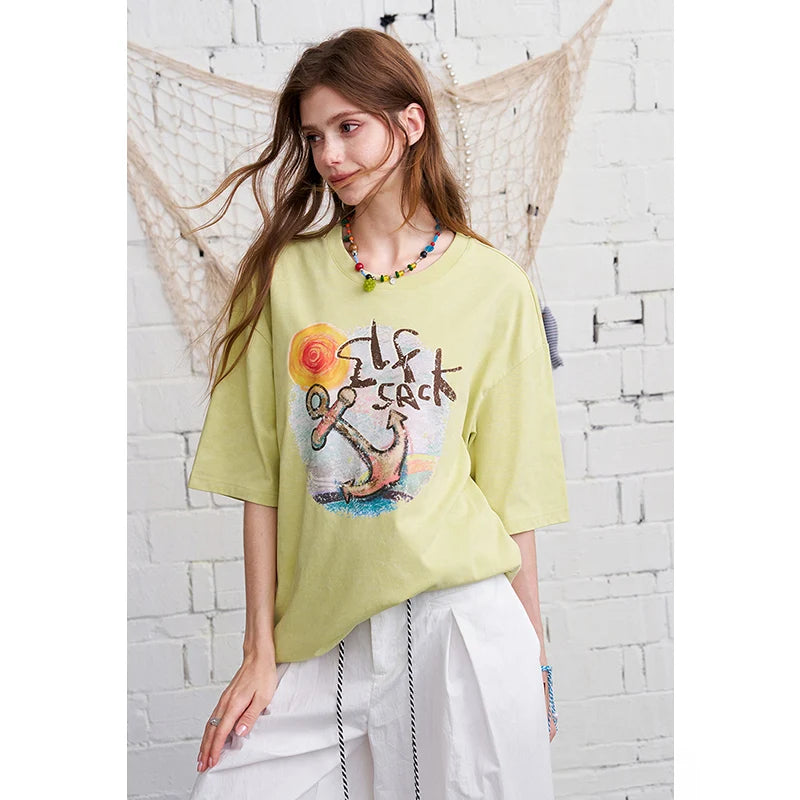 Anchor Print Oversized Tee