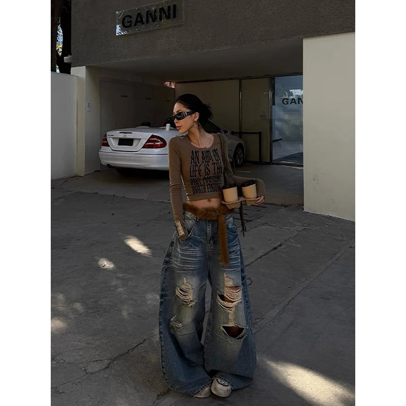 Y2K Ripped Baggy Jeans