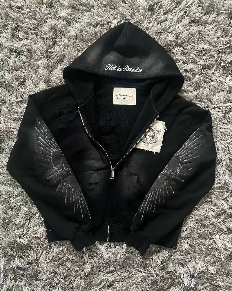 Gothic Letter Patch Hoodie