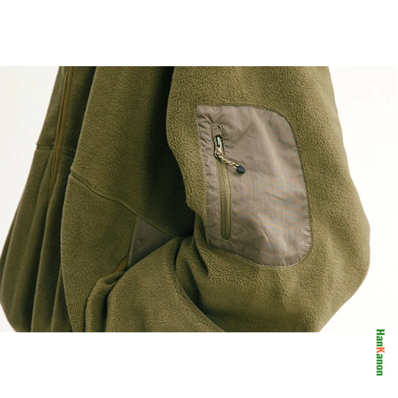 Thickened Warm Unisex Outdoor Camping Solid Color Hooded Jacket, Couple's Outdoor Warm Fleece Windproof Coat.