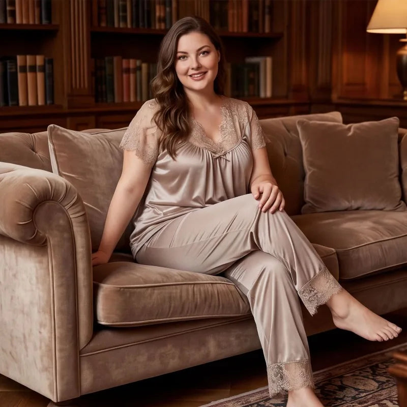 Lace Satin Pajama Set