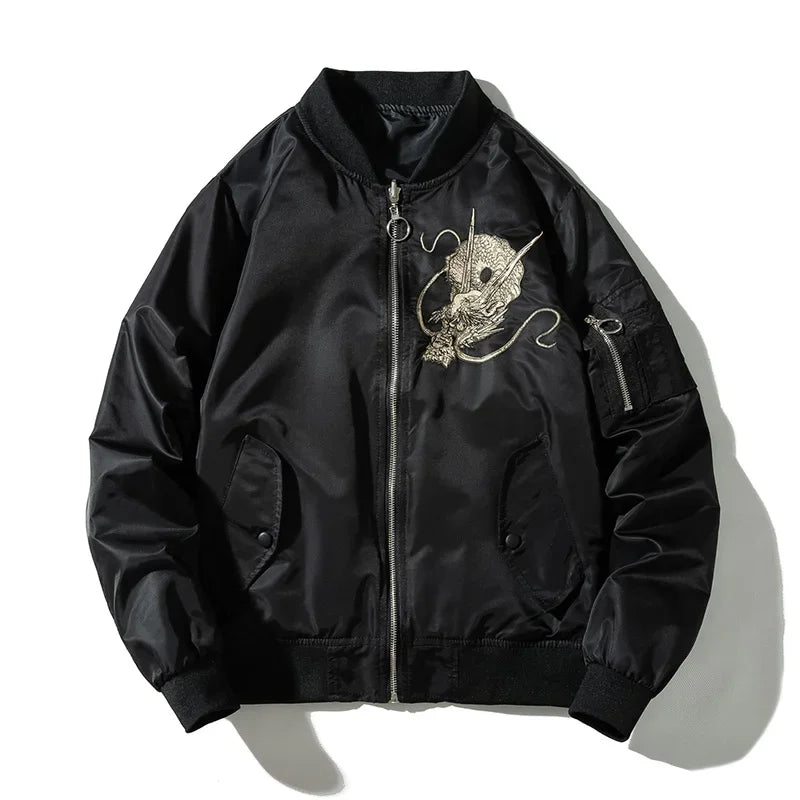 Dragon Embroidered Bomber Jacket