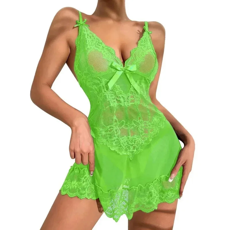 Lace Mesh Nightdress Set