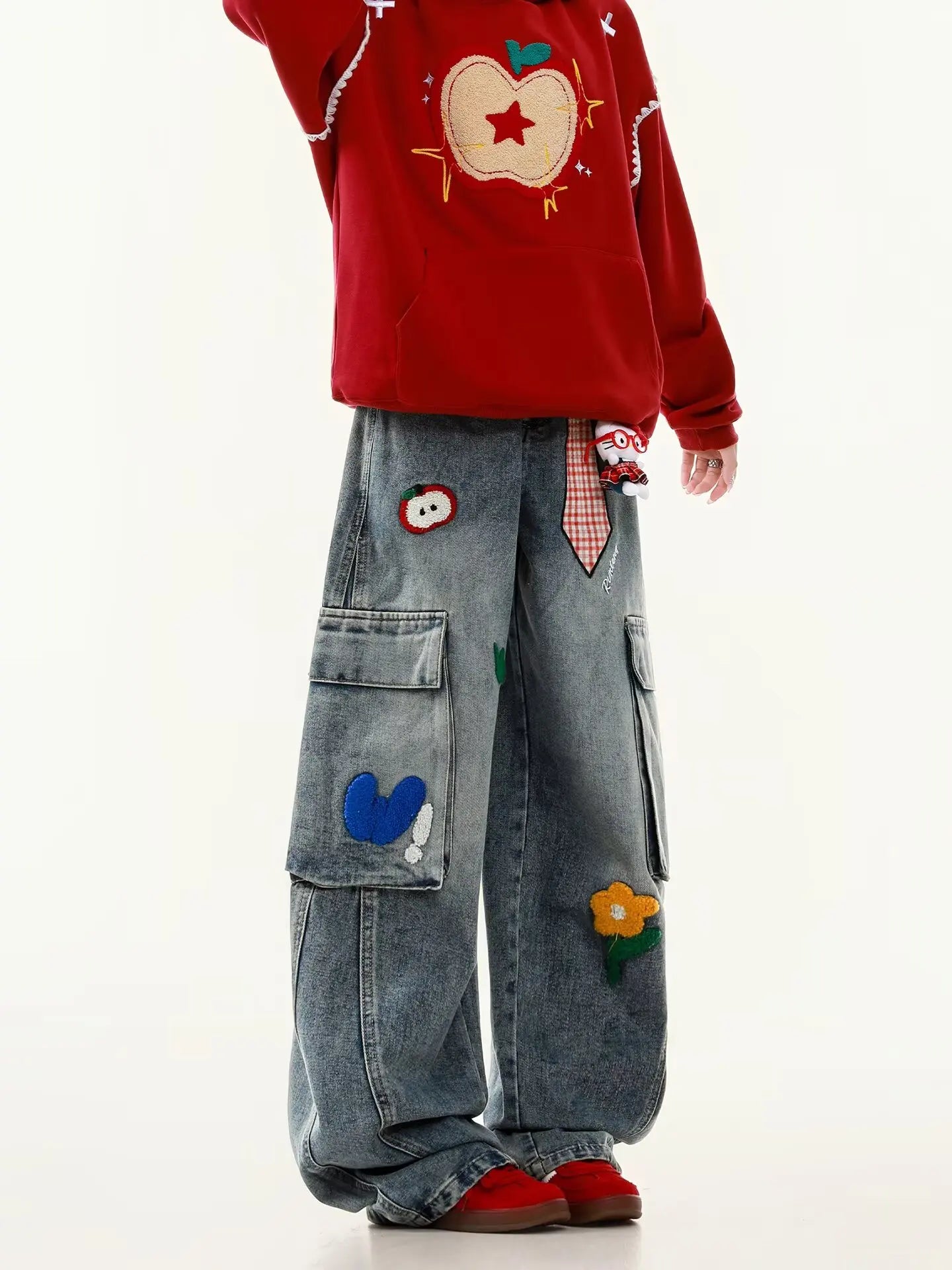 Embroidered Harajuku Wide-Leg Jeans