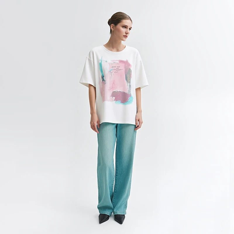 Cotton Drop-Shoulder Graphic Tee