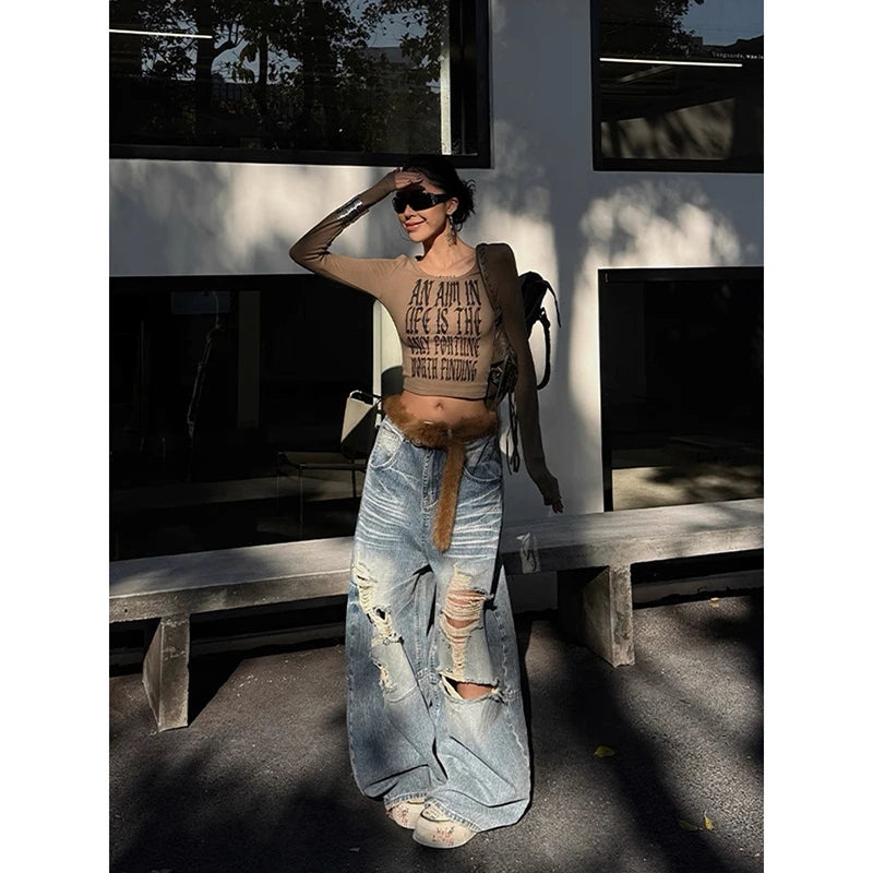 Y2K Ripped Baggy Jeans