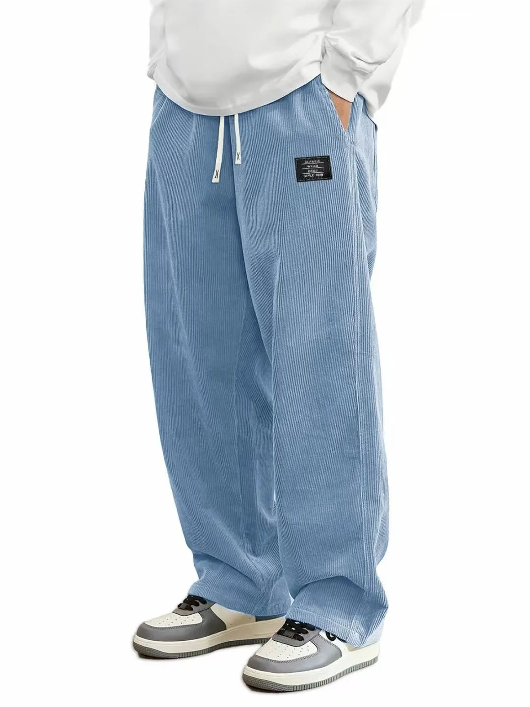 Corduroy Drawstring Straight Pants