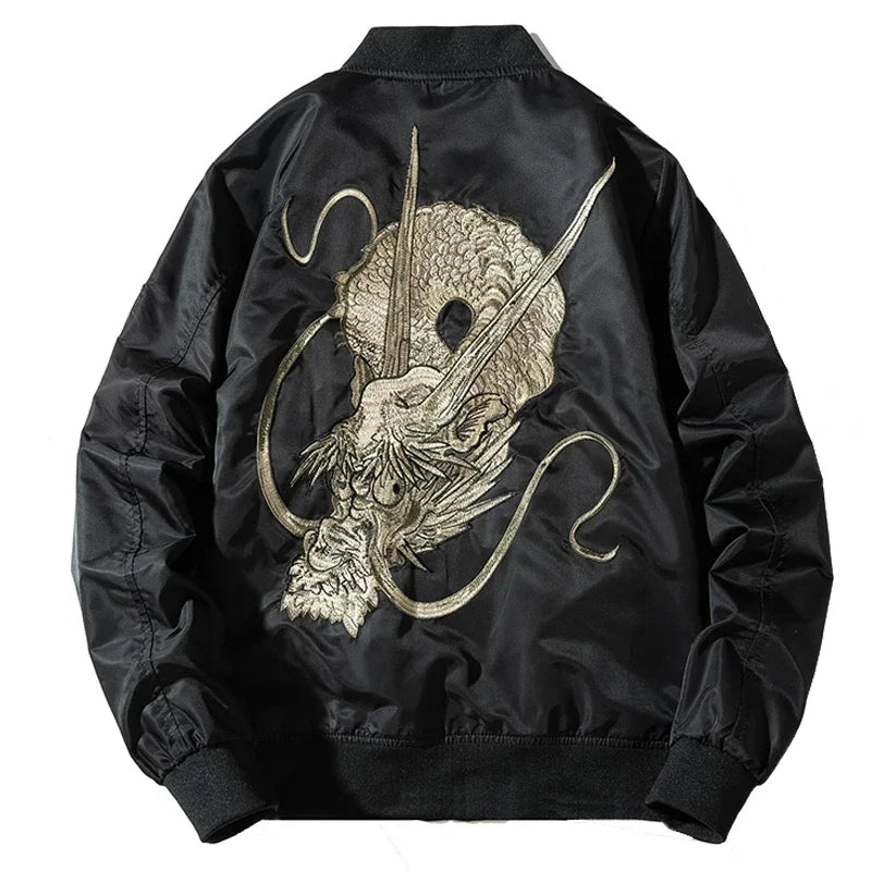 Dragon Embroidered Bomber Jacket