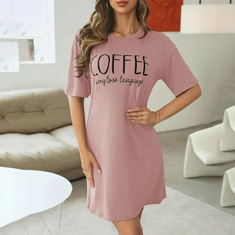 Coffee Letter Print Sleepshirt