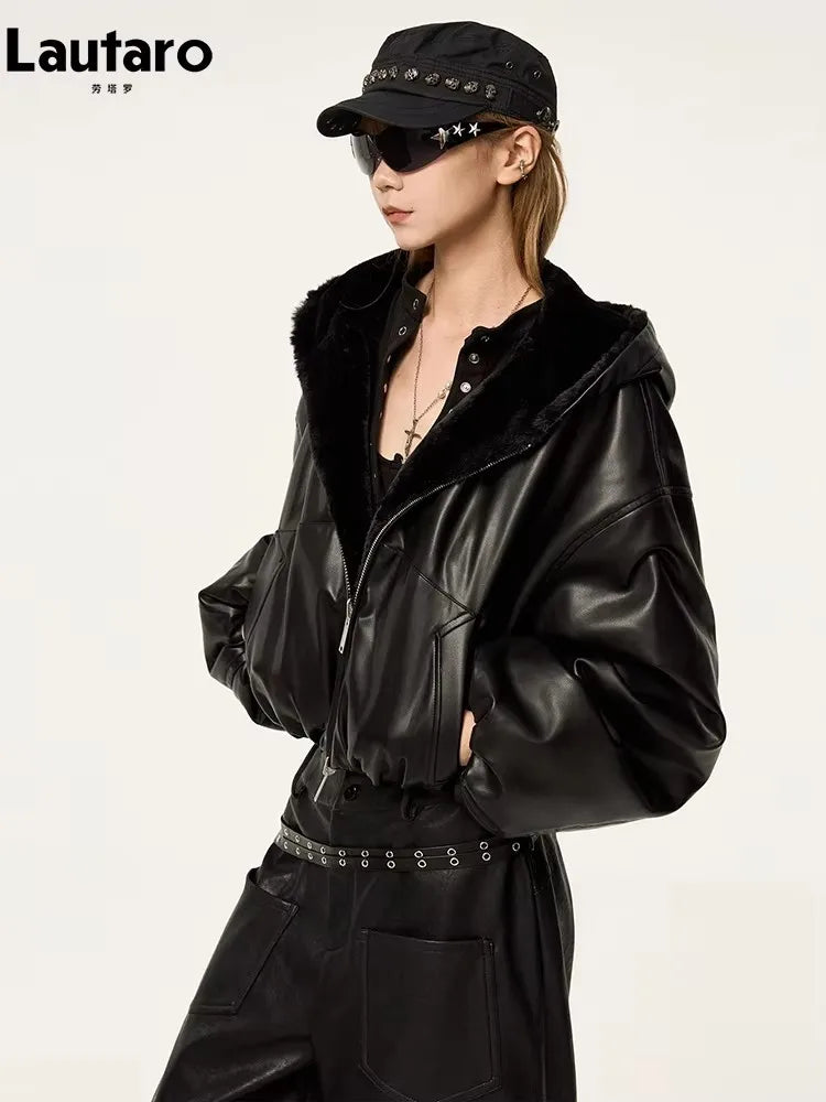 Reversible Faux Fur Leather Jacket