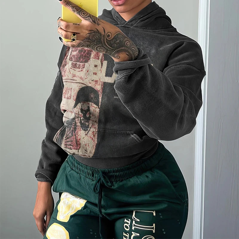 Y2K Letter Graphic Hoodie