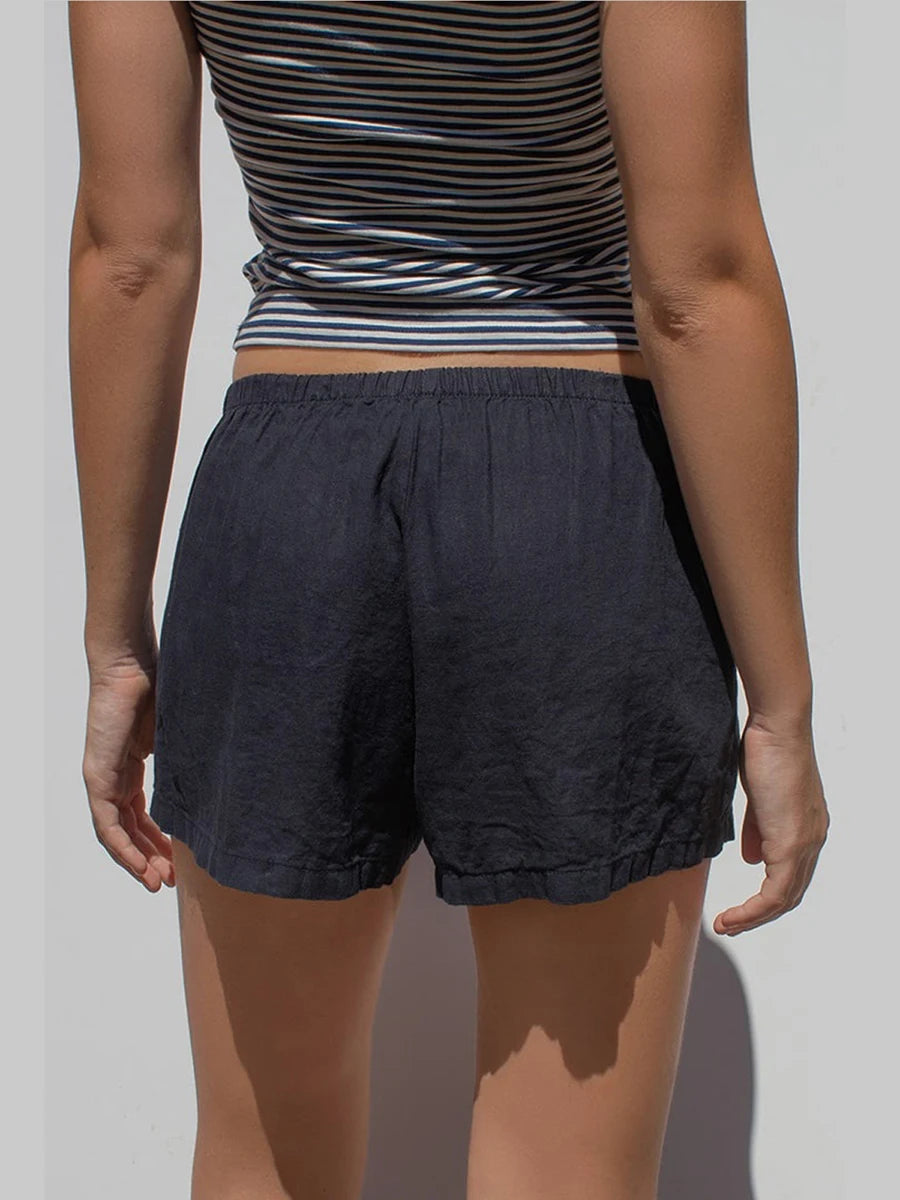 Striped Elastic Lounge Shorts