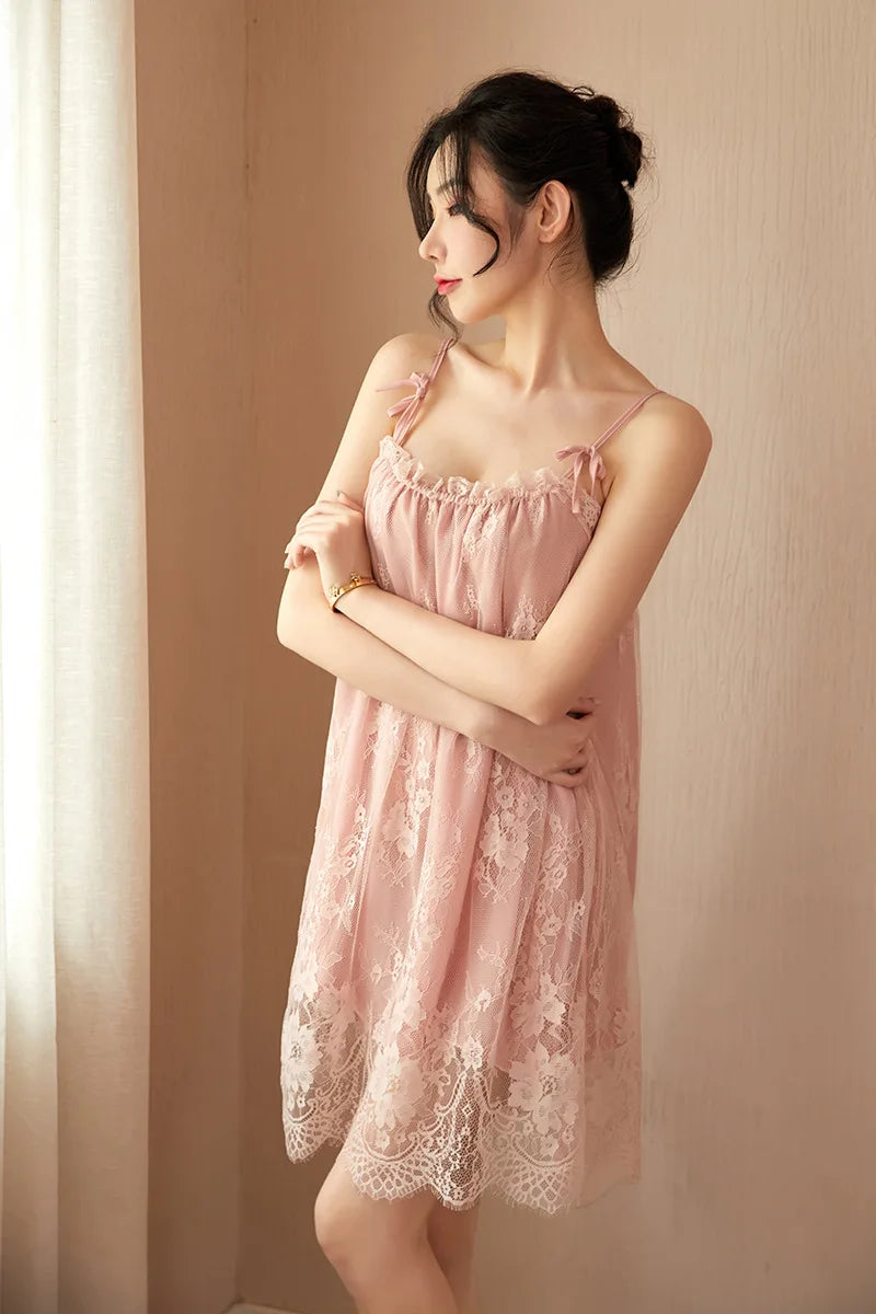 Black Satin Lace Nightgown