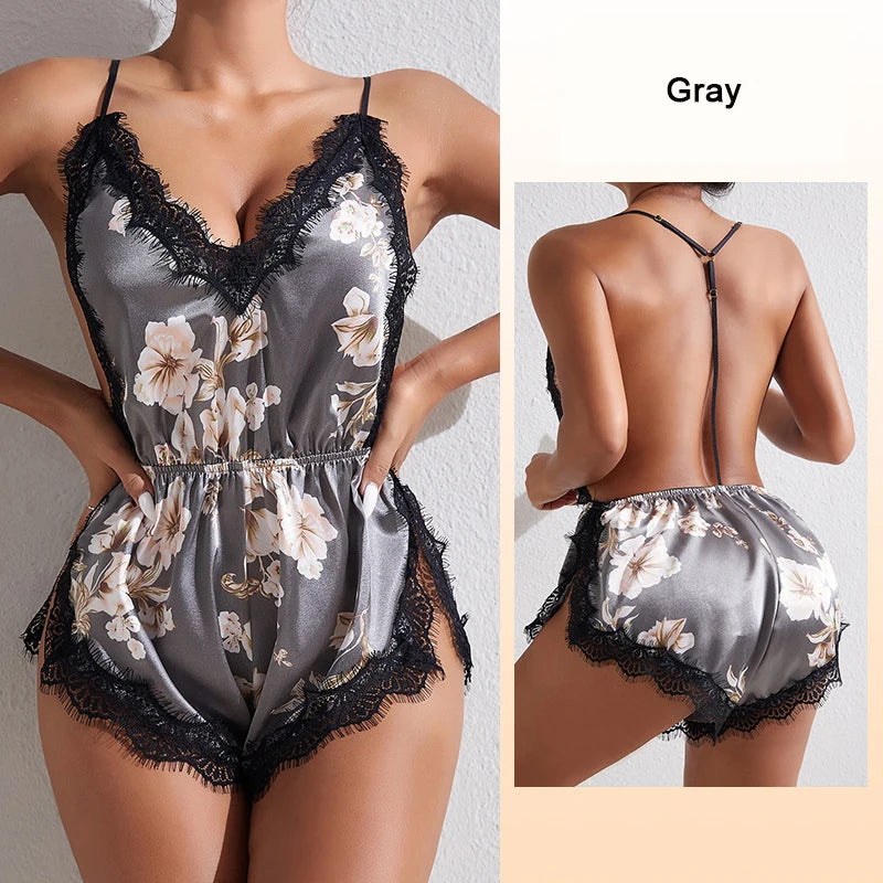 V-Neck One-Piece Pajama
