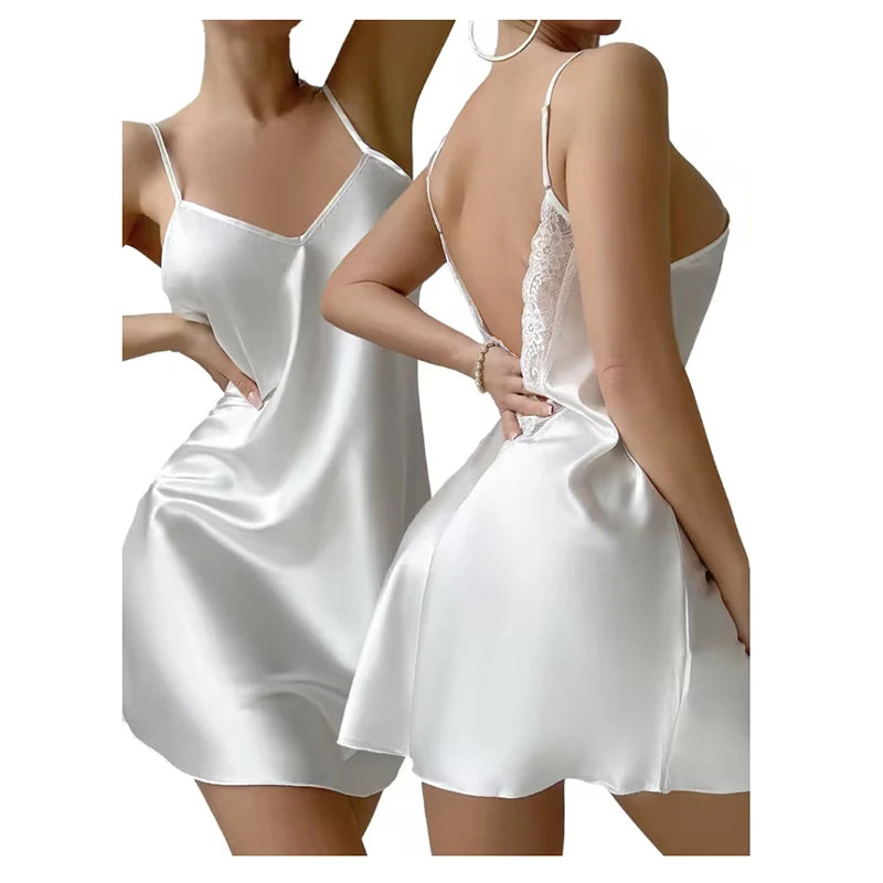 Lace Backless Satin Nightdress