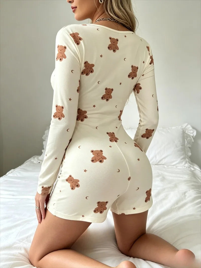Deep V Silk Nightgown Bodysuit