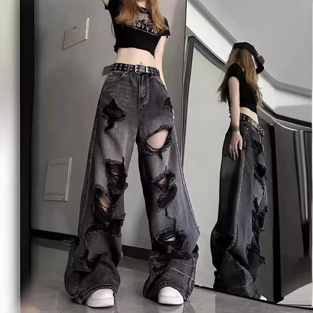 Distressed Bell-Bottom Jeans