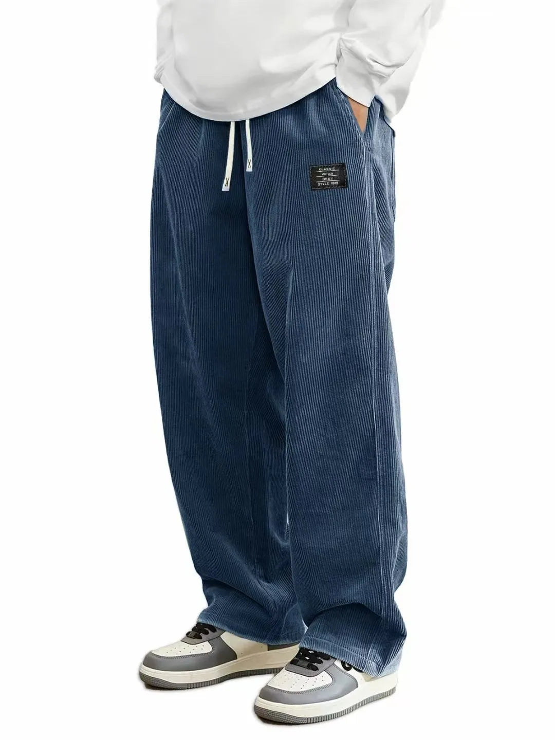 Corduroy Drawstring Straight Pants