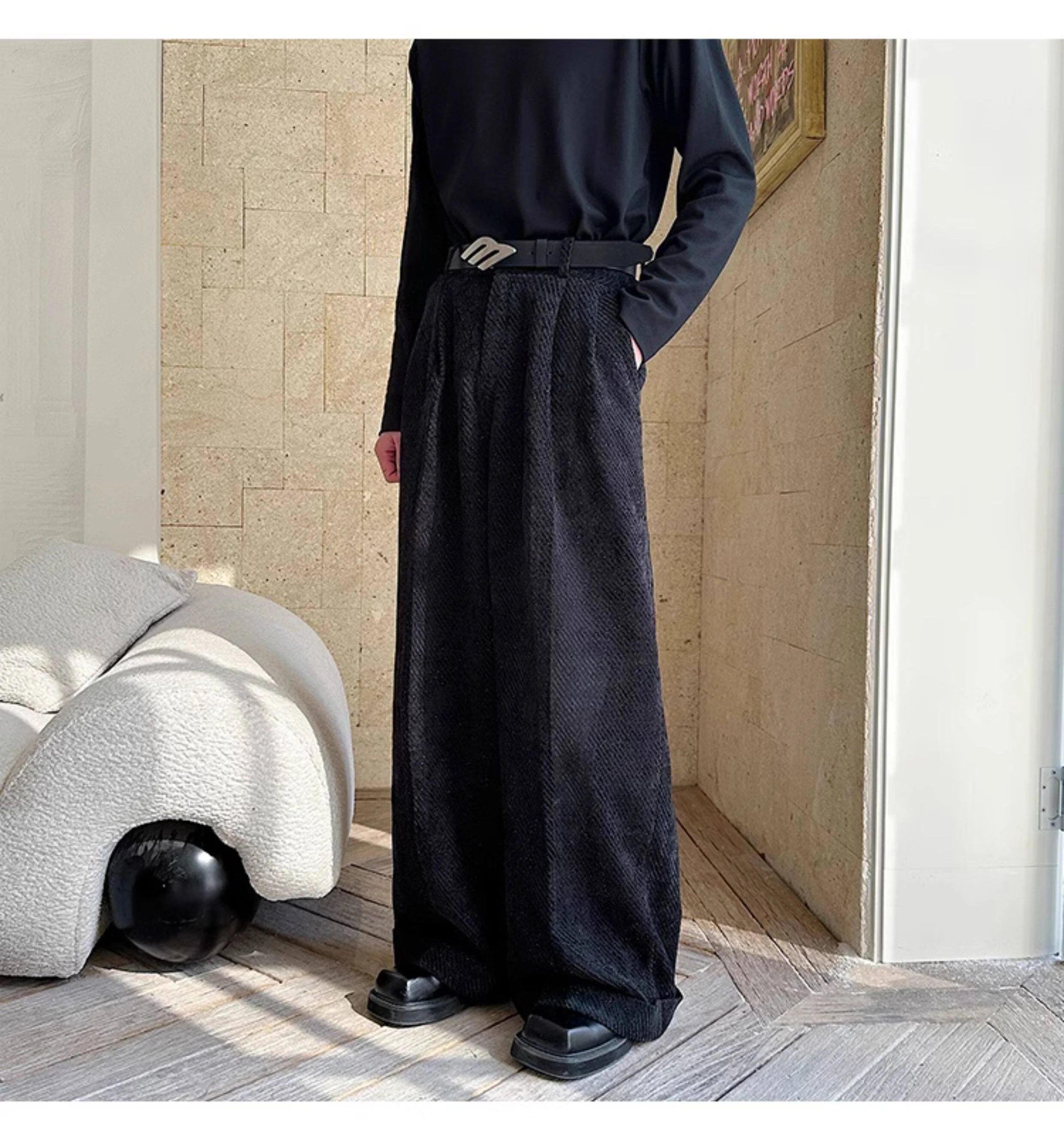 Velvet Wide-Leg Trousers