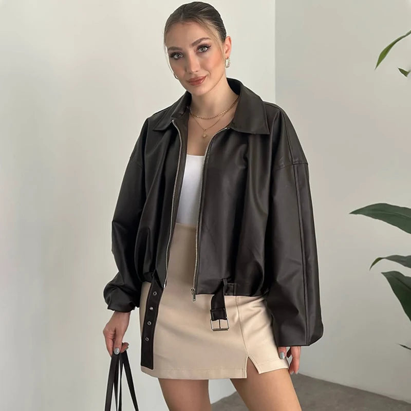 Vintage Faux Leather Bomber