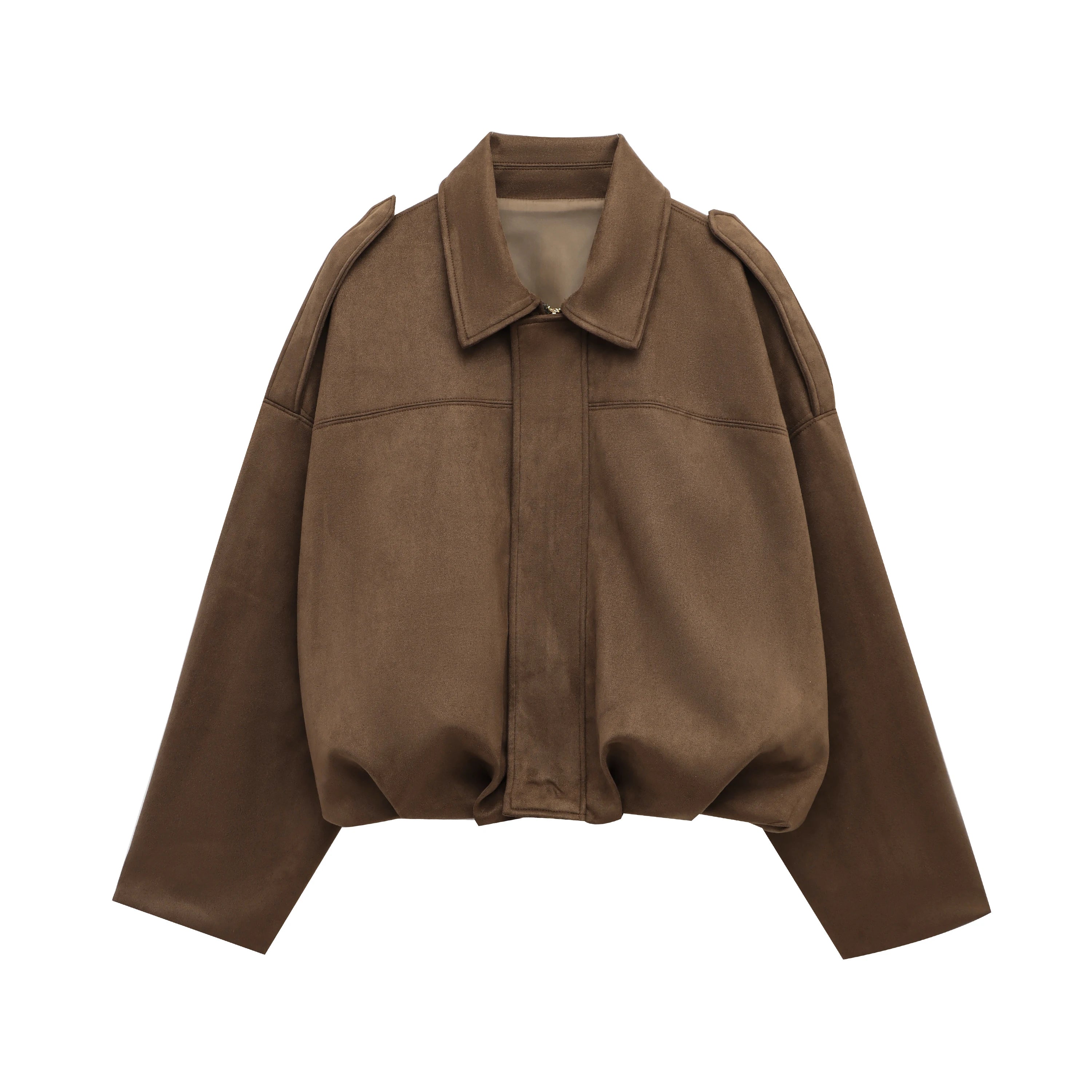 Brown Green Suede Bomber
