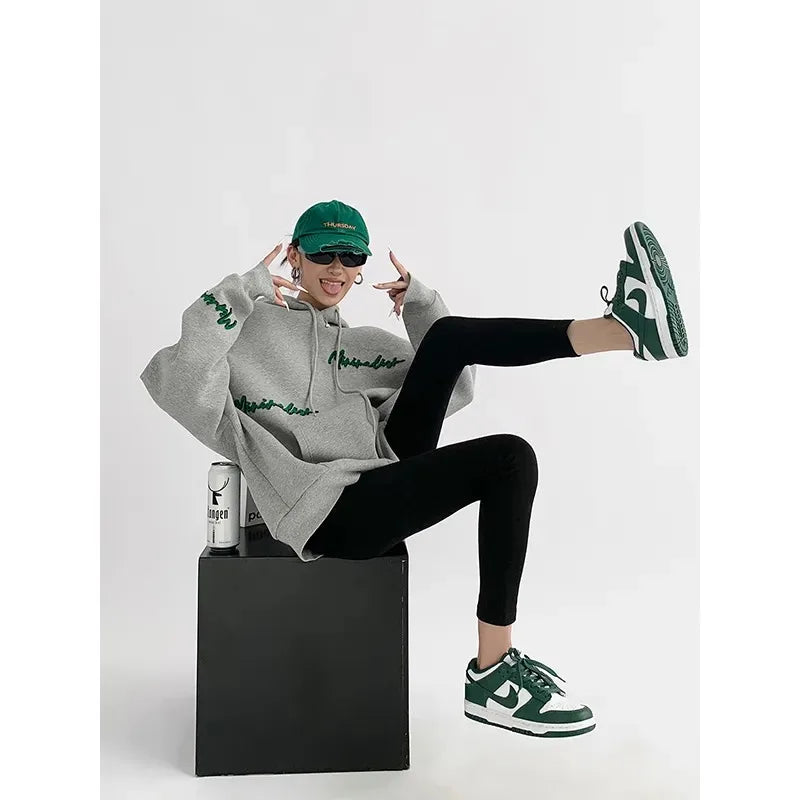 Oversized Embroidered Fleece Hoodie