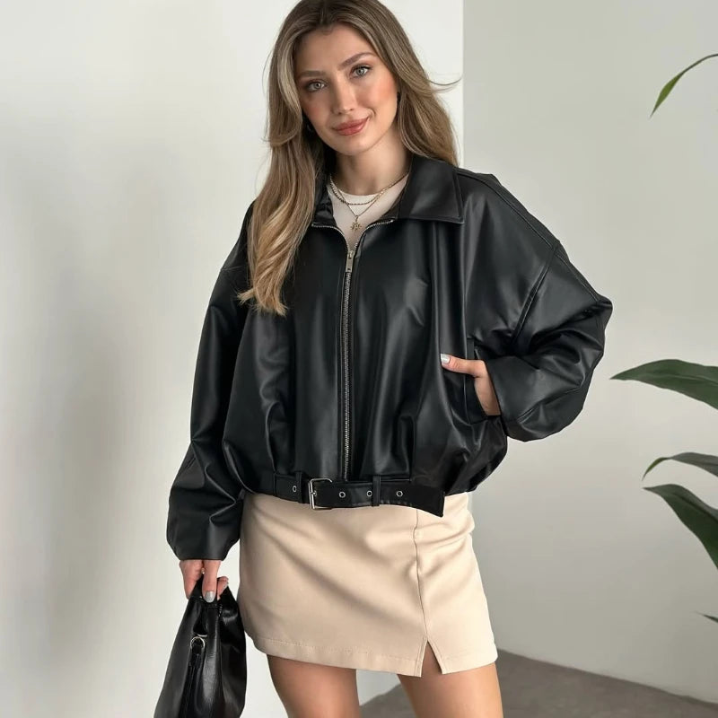 Vintage Faux Leather Bomber