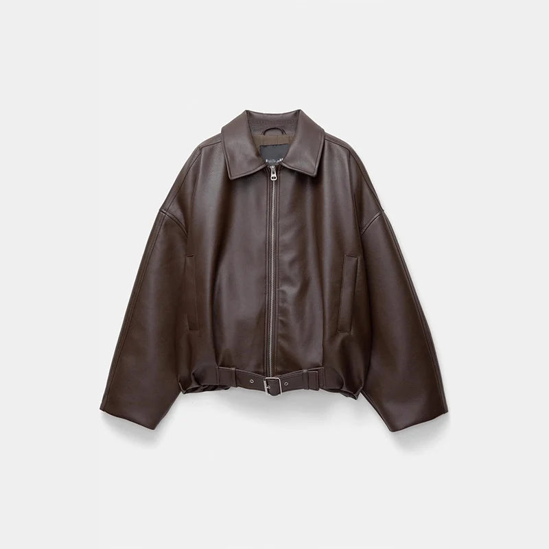 Vintage Faux Leather Bomber
