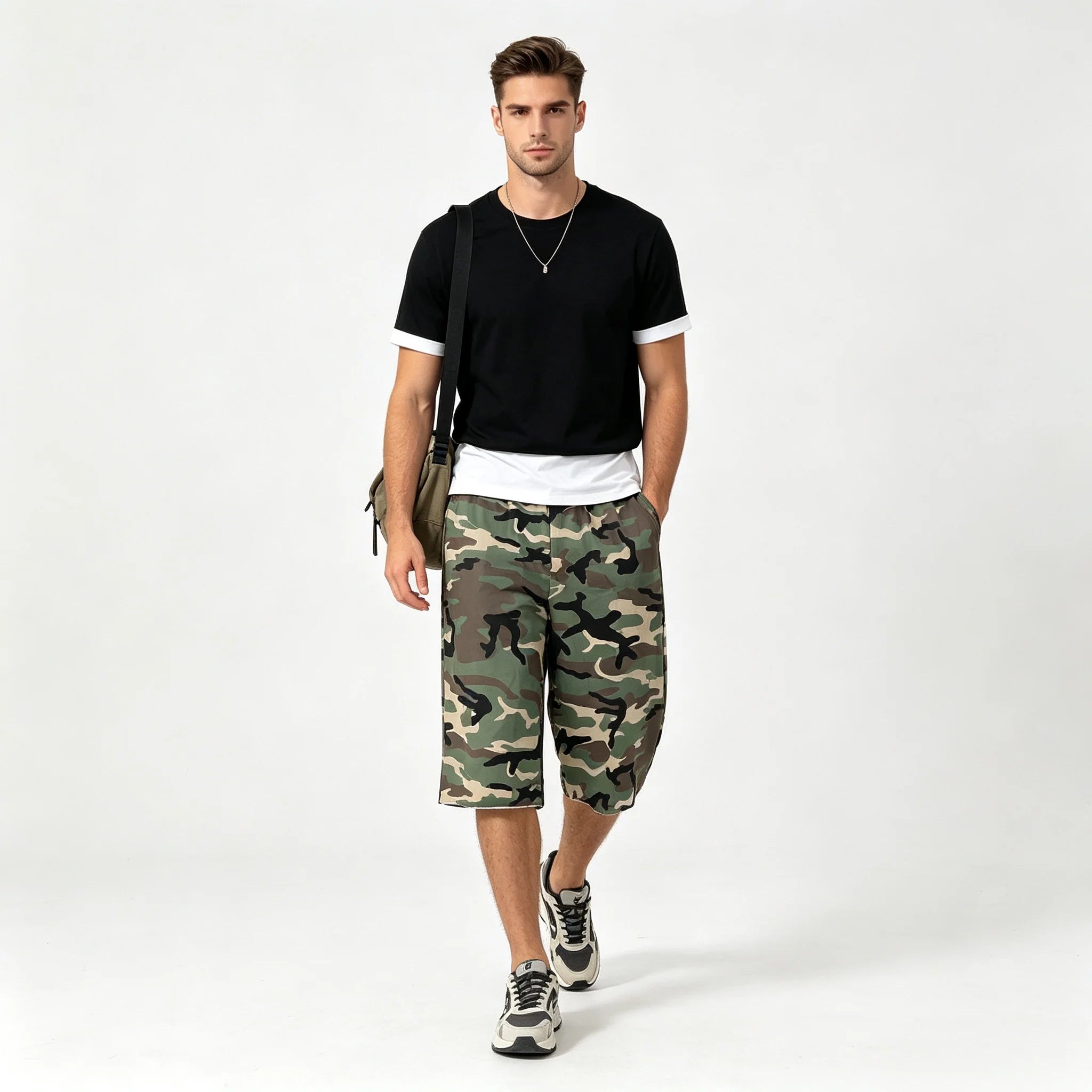 Camo Capri Cargo Shorts