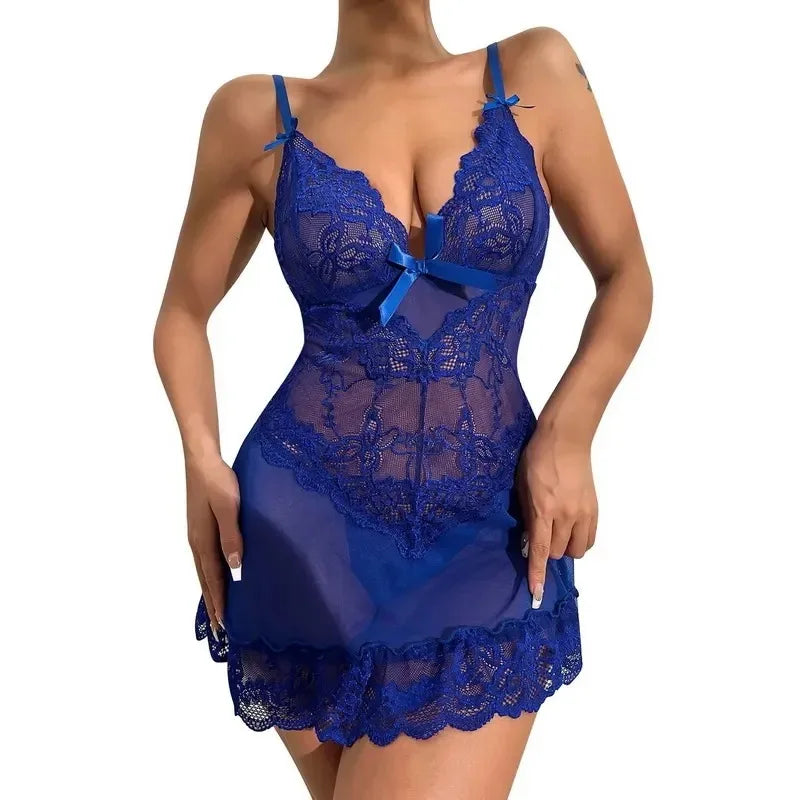 Lace Mesh Nightdress Set
