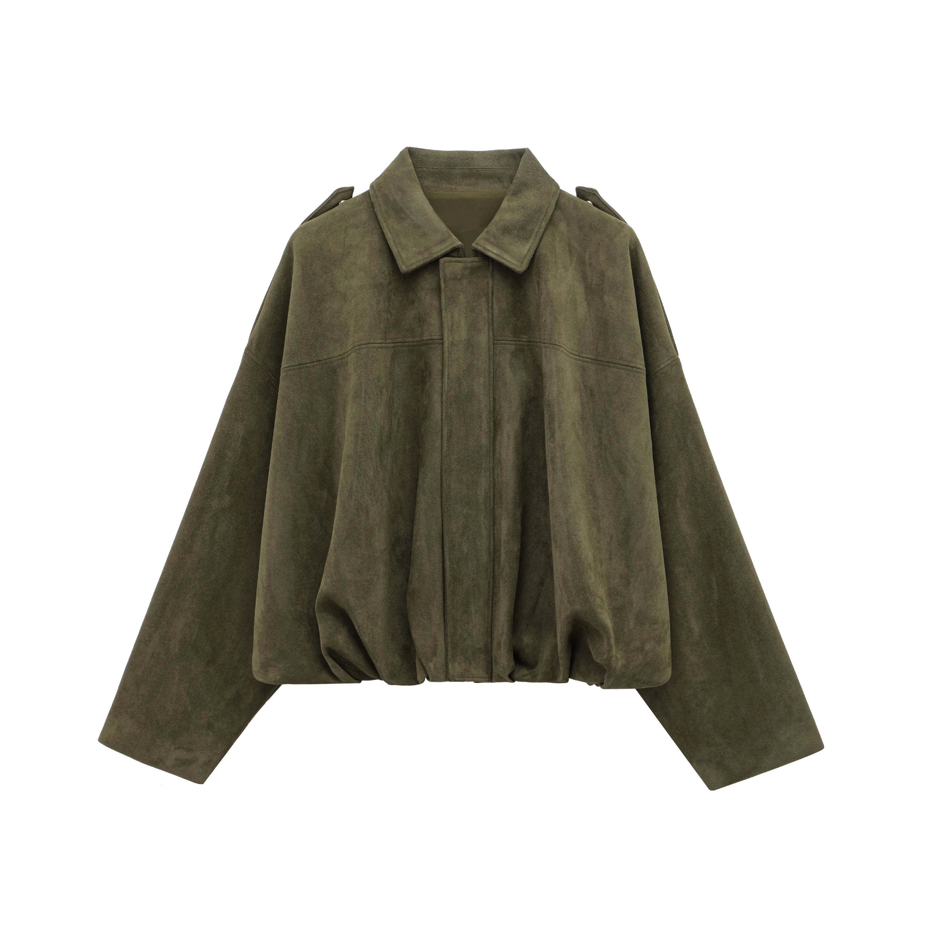 Brown Green Suede Bomber