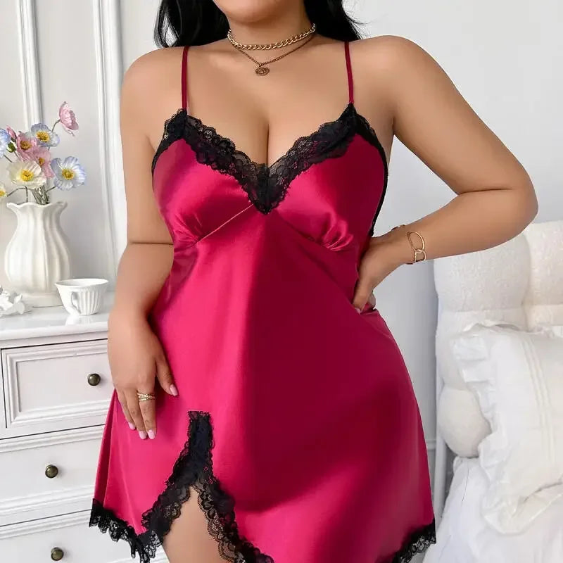 Floral Satin V-Neck Nightgown