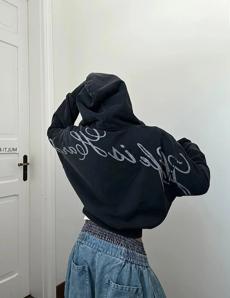 Gothic Letter Print Hoodie