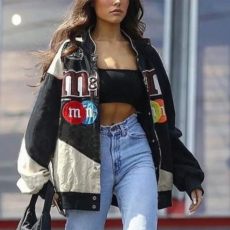 Blue Printed Hip-Hop Jacket