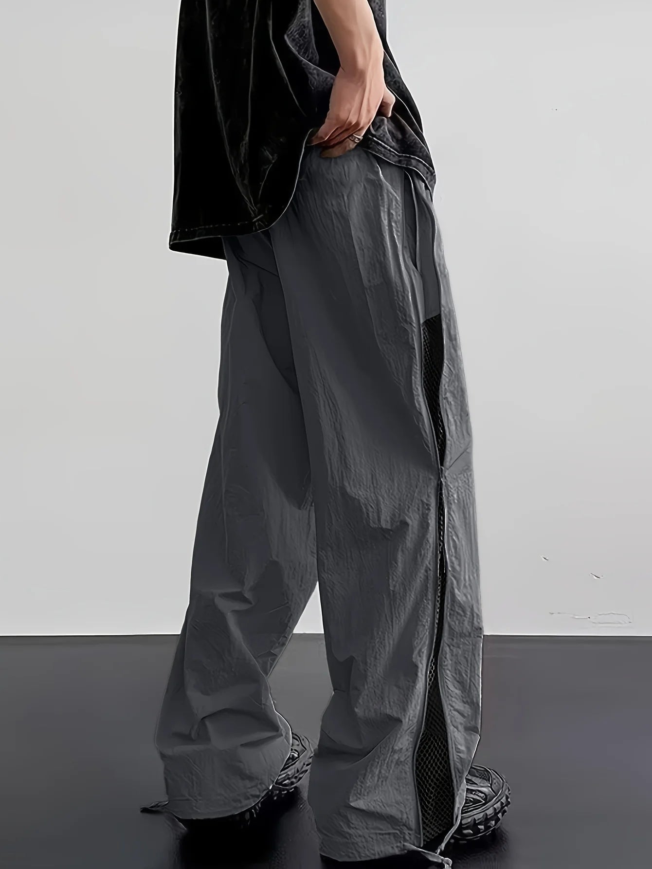 Side-Zip Mesh Parachute Pants