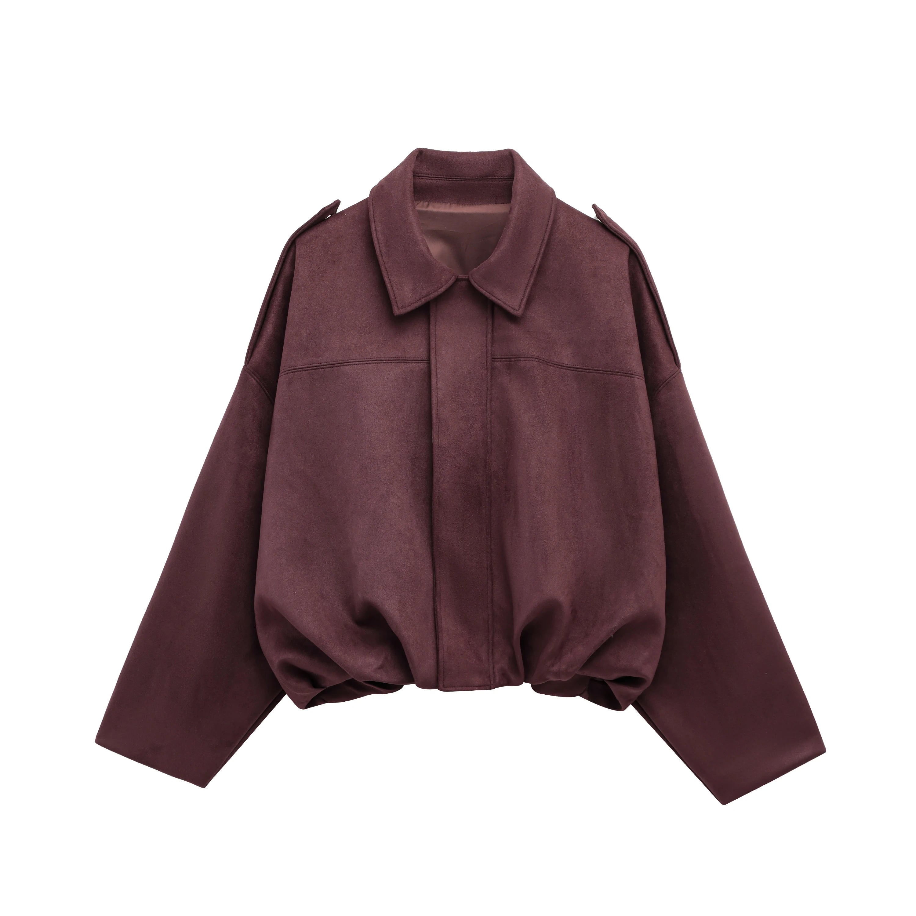 Brown Green Suede Bomber