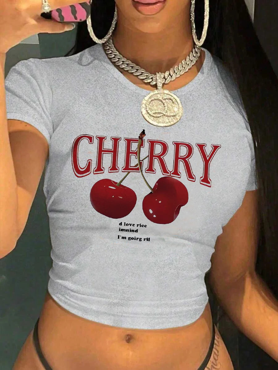Cherry Print Crop Top