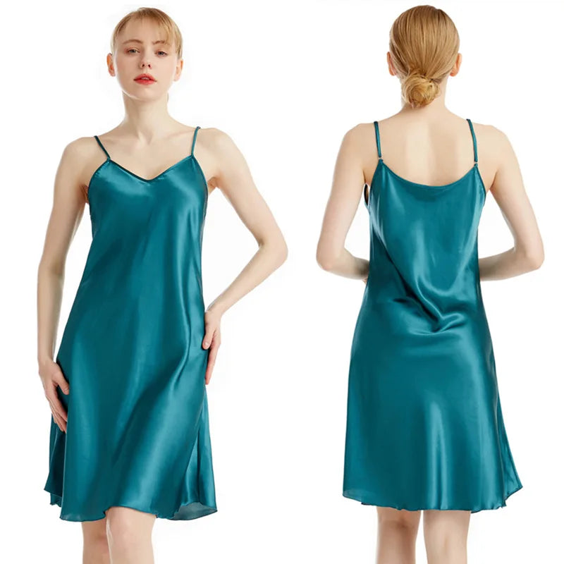 Oversized Satin Strap Nightgown