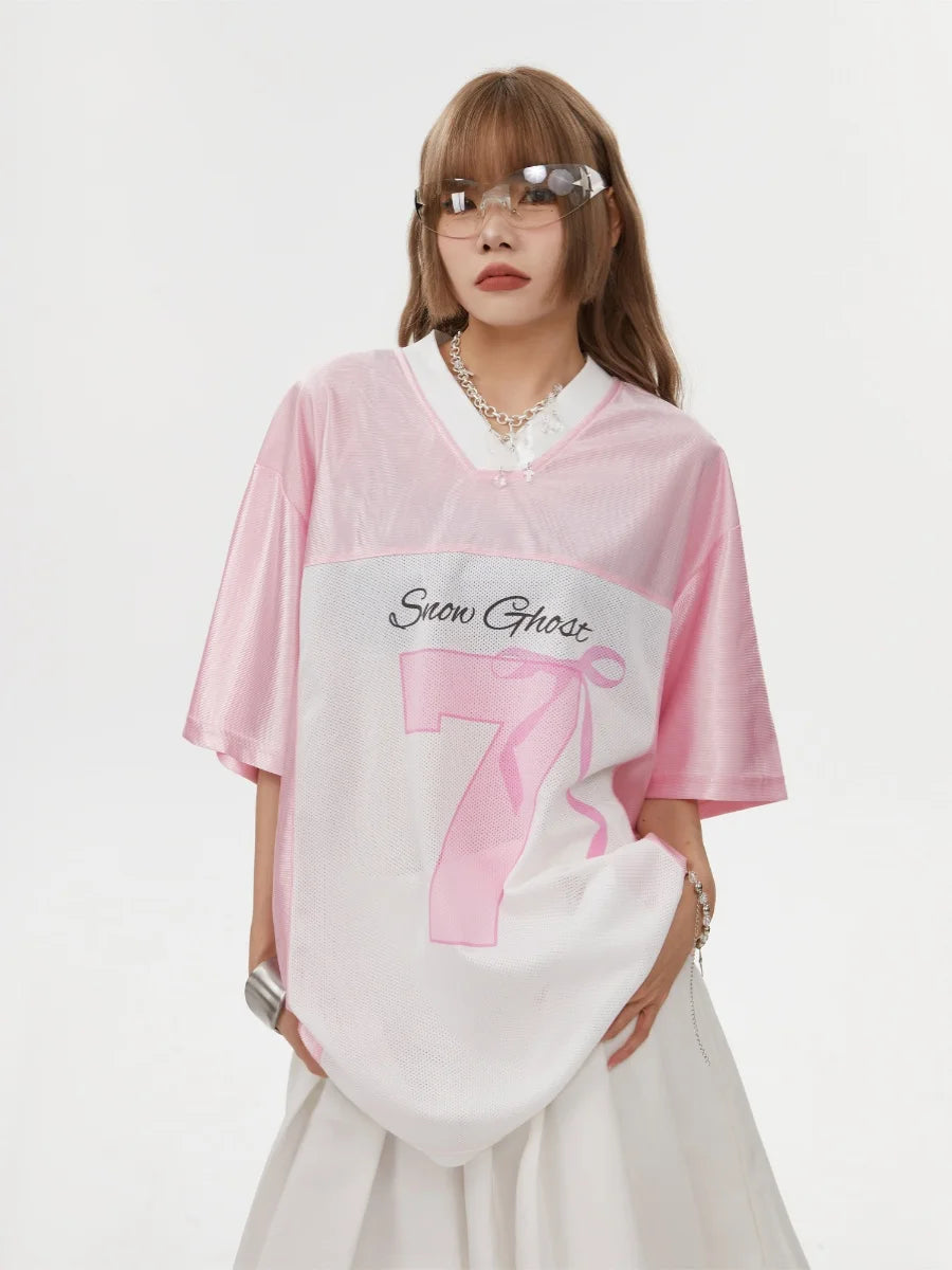 Pink Bow Number 7 Tee