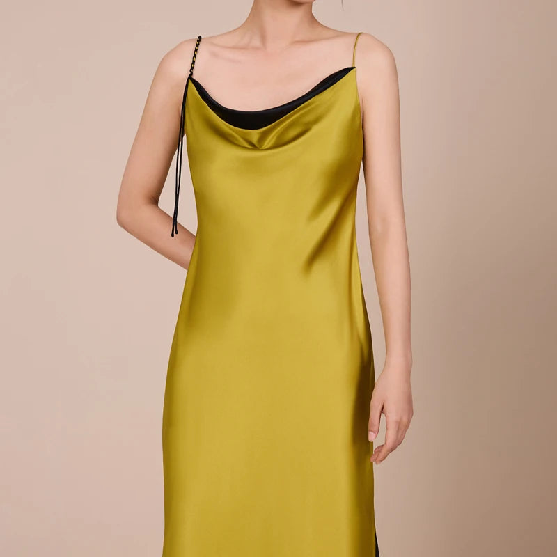 Satin Ruffle Slip Dress