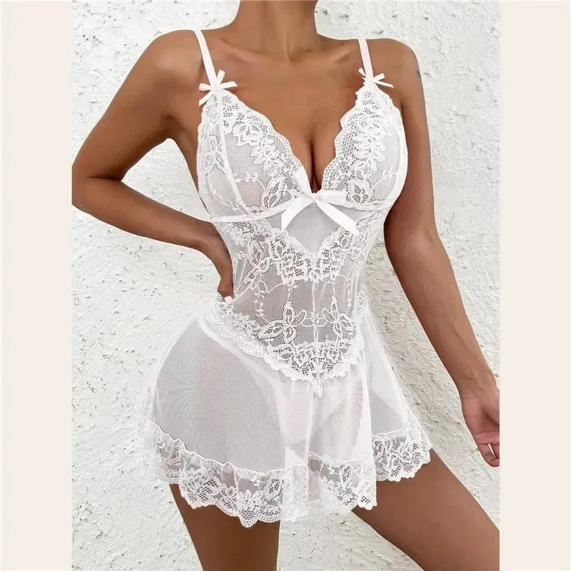 Lace Mesh Nightdress Set