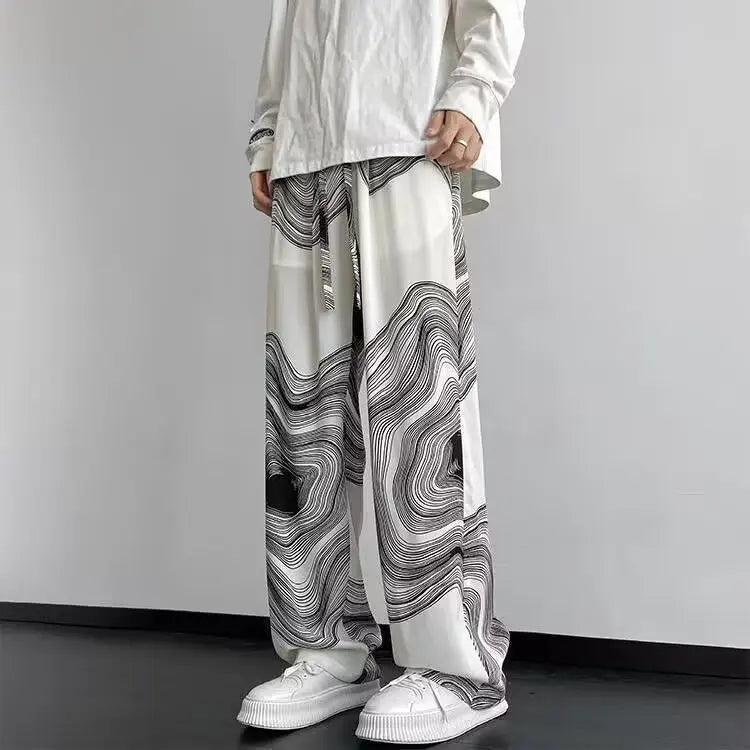 Solid Wide-Leg Street Pants