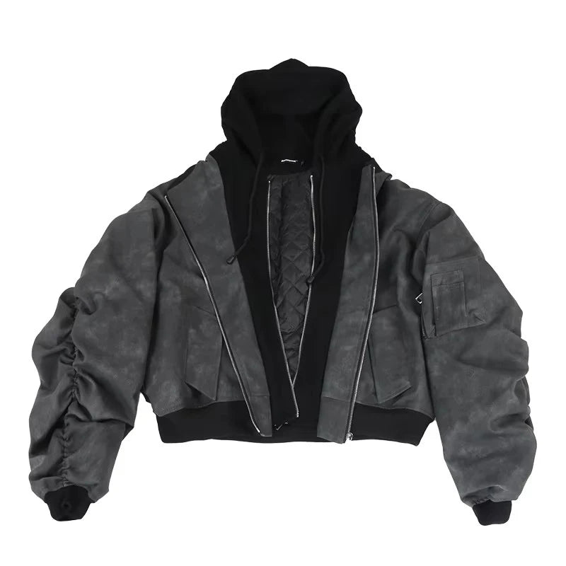 Distressed PU Leather Hoodie