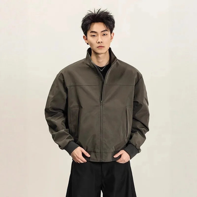 American Coach Jacket Unisex 3 Proof Stand Collar Windbreaker Vintage Outdoor Workwear Flight Coat Autumn Winter Top