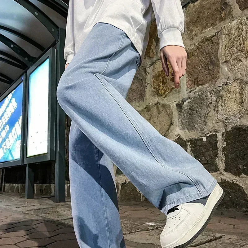Black Light-Blue Wide-Leg Jeans