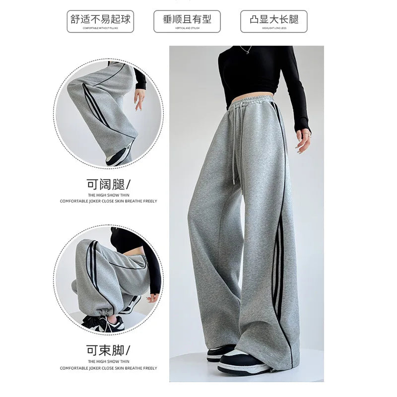 Striped Wide-Leg Sweatpants
